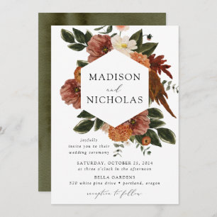 Invitación Boda del marco floral de Boho Autumn