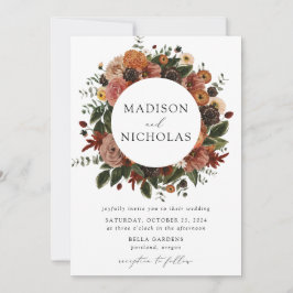 Invitación Boda del marco floral de Boho Autumn