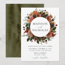 Invitación Boda del marco floral de Boho Autumn