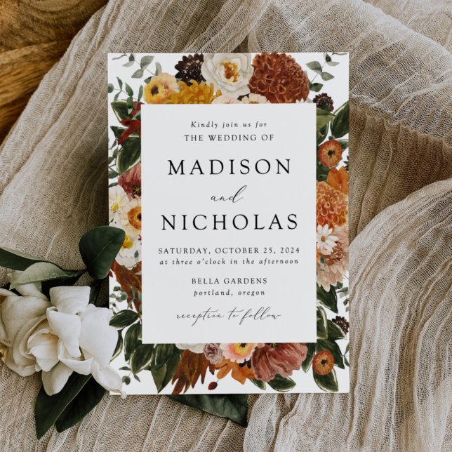 Invitación Boda del marco floral de Boho Autumn (Subido por el creador)