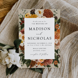 Invitación Boda del marco floral de Boho Autumn