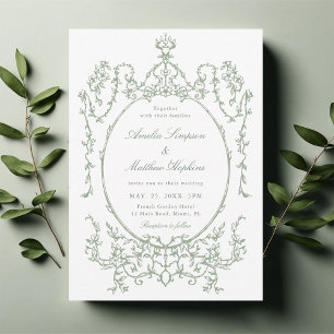 Invitación Boda del marco floral de la cosecha de vintage ver