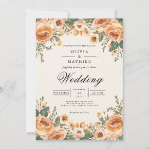 Invitación Boda del marco floral de la flor del espectro de c