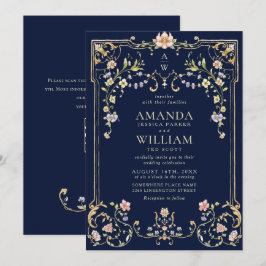 Invitación Boda del marco floral de la Gracia Ornate Victoria