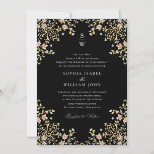 Invitación Boda del marco floral de la Gracia Ornate Victoria