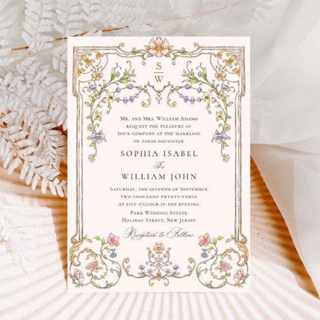 Invitación Boda del marco floral de la Gracia Ornate Victoria (Subido por el creador)