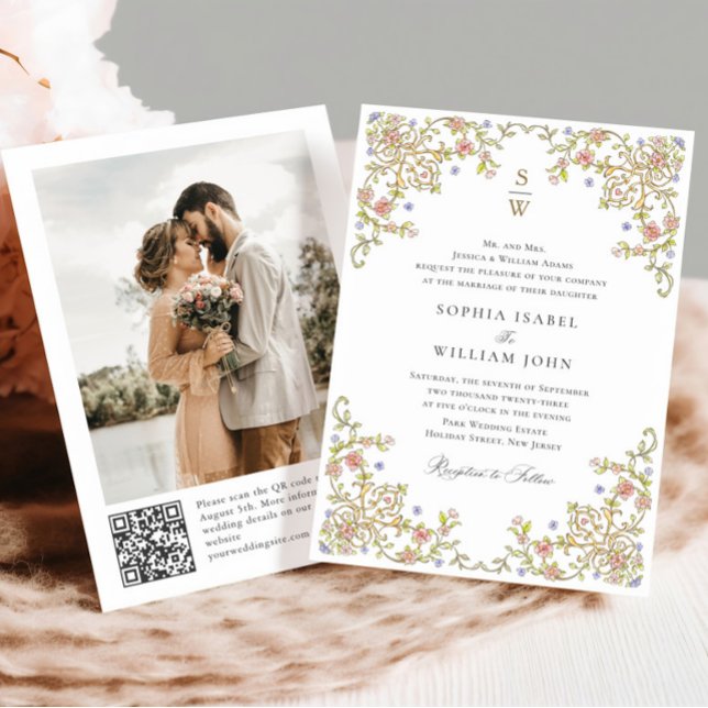 Invitación Boda del marco floral de la gracia ornate victoria (Subido por el creador)