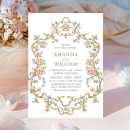Invitación Boda del marco floral de la Gracia Ornate Victoria