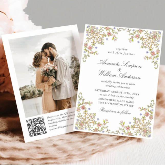 Invitación Boda del marco floral de la gracia ornate victoria (Subido por el creador)