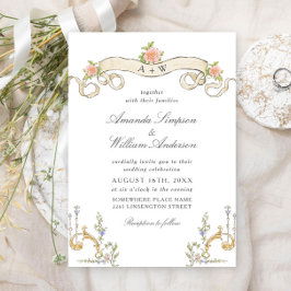 Invitación Boda del marco floral de la Gracia Ornate Victoria