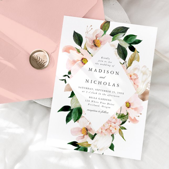 Invitación Boda del marco floral de Rubor de primavera (Subido por el creador)