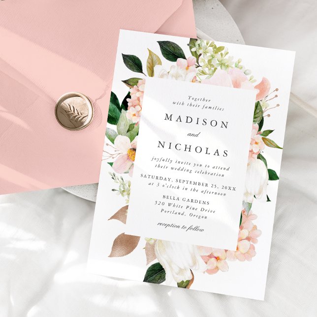 Invitación Boda del marco floral de Rubor de primavera (Subido por el creador)