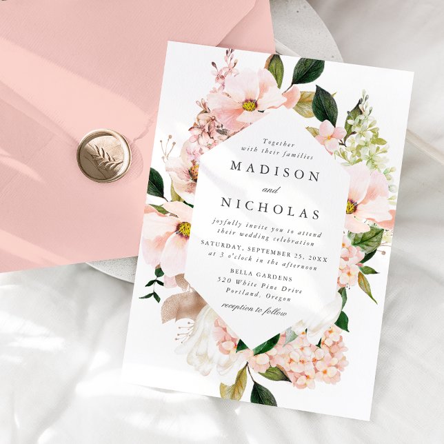 Invitación Boda del marco floral de Rubor de primavera (Subido por el creador)
