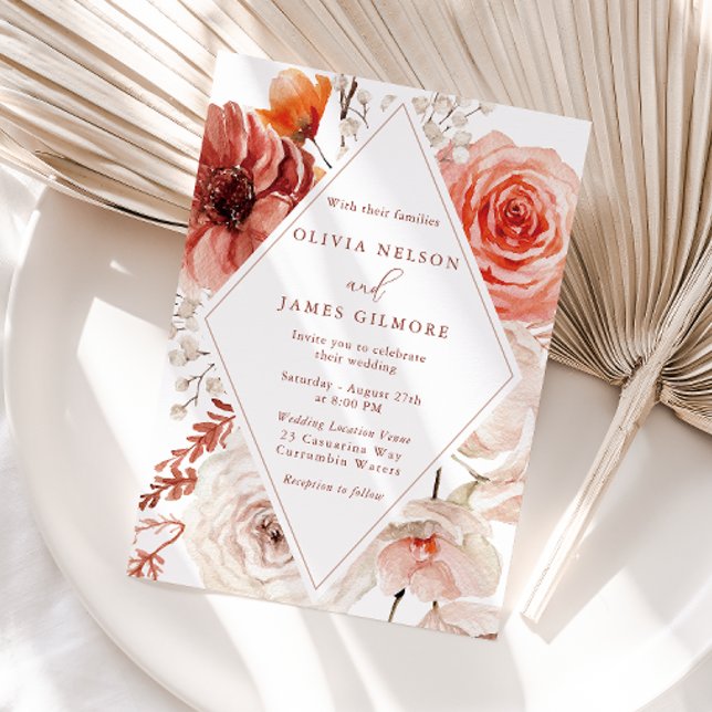 Invitación Boda del marco floral del Boho botánico (Subido por el creador)