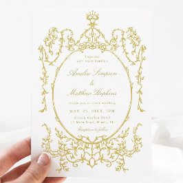 Invitación Boda del marco floral del victoriano dorado