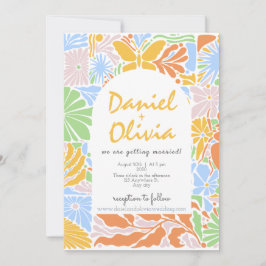 Invitación Boda del marco retro de color floral