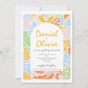 Invitación Boda del marco retro de color floral