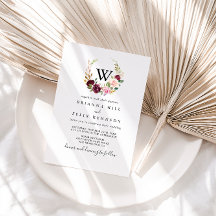 Boda del monograma de follaje bucal rústico