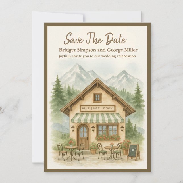 Invitación Boda del Monograma de Montaña Rustica salve la fec (Anverso)