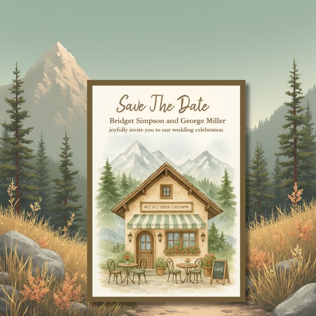 Invitación Boda del Monograma de Montaña Rustica salve la fec (Subido por el creador)