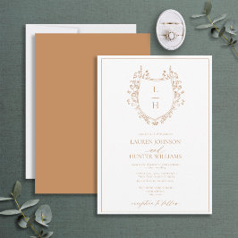 Invitación Boda del Monograma Floral de Terracota Clásico