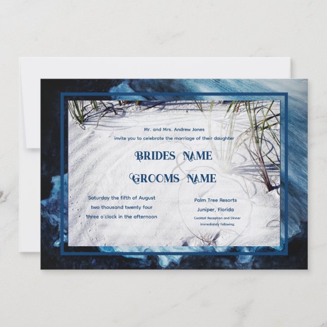 Invitación Boda del Océano de la Playa de Barrido Costero (Anverso)