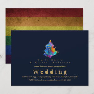 Invitación Boda del Orgullo LGBT de Trending Rainbow Christma