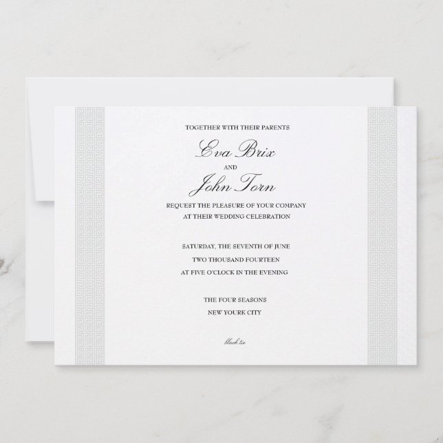 Invitación Boda del ornamento del diseño del griego clásico (Anverso)