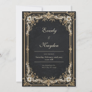 Invitación Boda del Ornato Negro y Oro