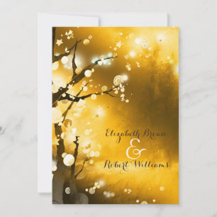 Invitación Boda del otoño del bosque de oro Purpurinoso