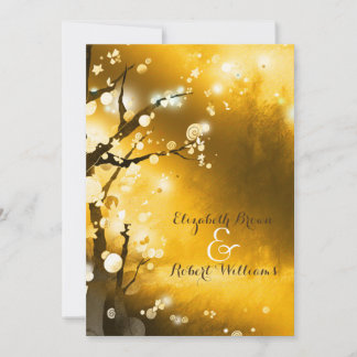 Invitación Boda del otoño del bosque de oro Purpurinoso