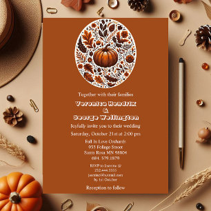 Invitación Boda del ovario Boho Rusty Brown Oval de la Calaba