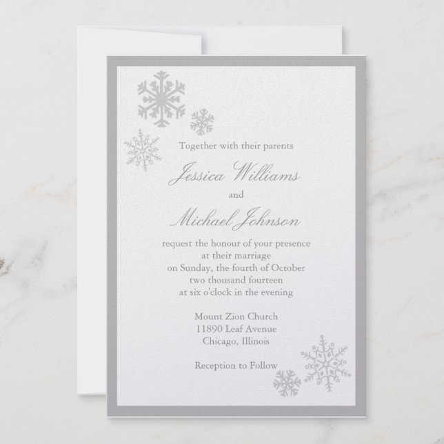 Invitación Boda del país de las maravillas del invierno (Anverso)