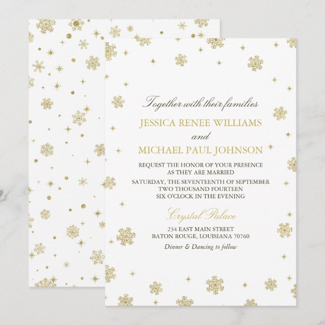 Invitación Boda del país de las maravillas del invierno del (Anverso / Reverso)