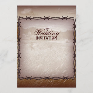 Invitación boda del país occidental del alambre de púas