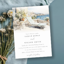 Invitación Boda del paisaje acuático de Curfu Grecia