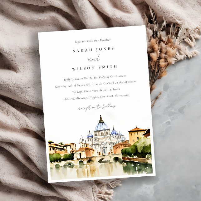 Invitación Boda del paisaje acuático de la Ciudad del Vatican (Subido por el creador)