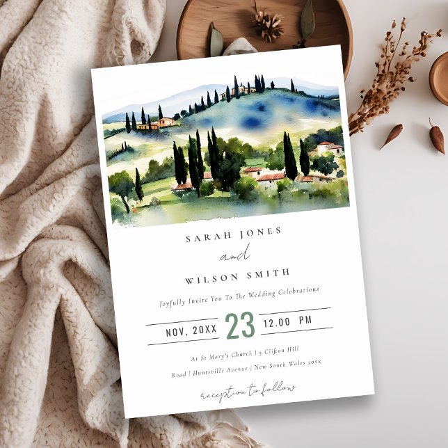 Invitación Boda del paisaje acuático de la Toscana Italia (Subido por el creador)
