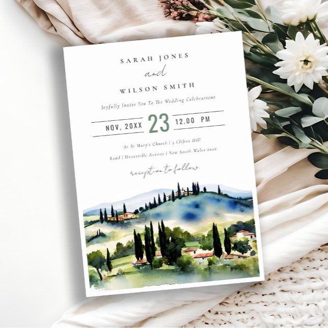 Invitación Boda del paisaje acuático de la Toscana Italia (Subido por el creador)