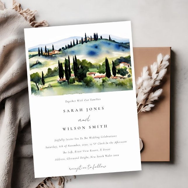 Invitación Boda del paisaje acuático de la Toscana Italia (Subido por el creador)