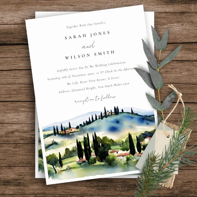 Invitación Boda del paisaje acuático de la Toscana Italia (Subido por el creador)