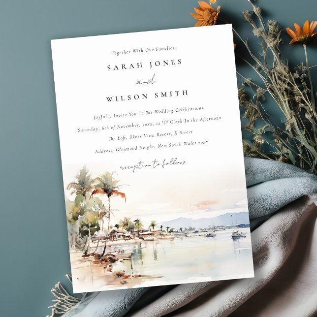 Invitación Boda del paisaje acuático de Montego Bay Jamaica (Subido por el creador)