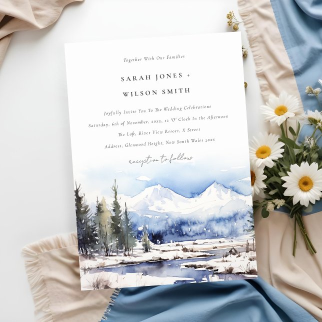 Invitación Boda del Paisaje de Esquí de la Montaña de la Niev (Subido por el creador)