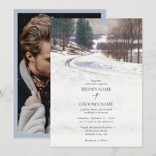 Invitación Boda del paisaje de nieve de invierno acuarela