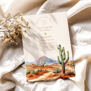 Invitación Boda del paisaje del desierto de Cactus en color d