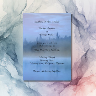 Invitación boda del paisaje forestal azul polvoriento