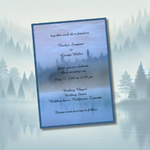 Invitación boda del paisaje forestal azul polvoriento