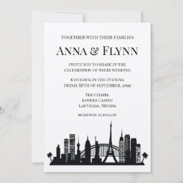 Invitación Boda del paisaje urbano del horizonte de la ciudad