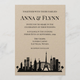 Invitación Boda del paisaje urbano del horizonte de la ciudad