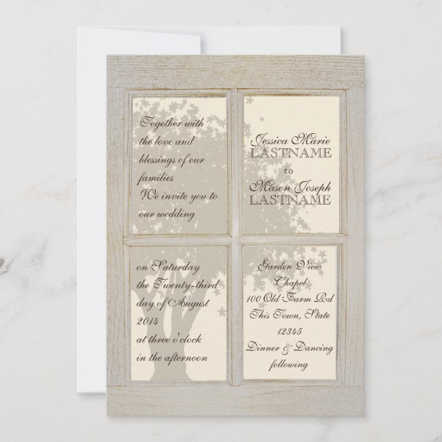 Invitación Boda del panel de ventana de país (Anverso)